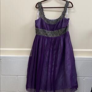 David’s Bridal NWT women’s size 16 sleeveless grape color beaded silk gown